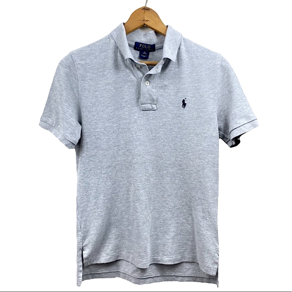 POLO Ralph Lauren Classic Cotton Mesh Polo Shirt Pony SS Heather Grey M 10-12 - Picture 10 of 15